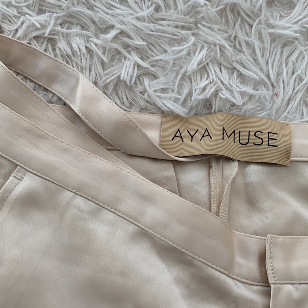 Worn once Aya Muse Esmeralda ruched gabardine wide leg pants sz XS - Picture 4 of 6